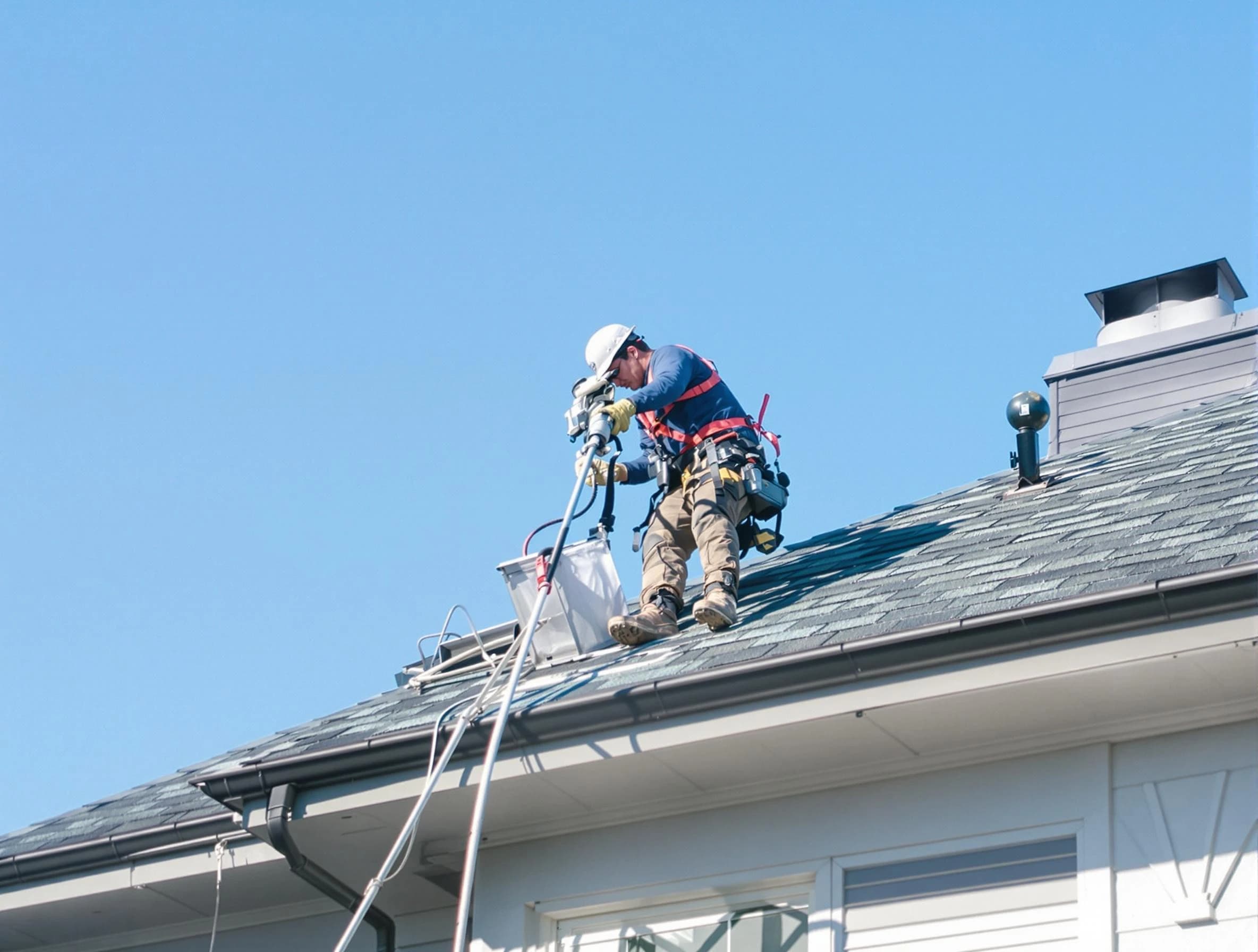 Sun City West Dryer Vent Cleaning certified technician cleaning a roof-mounted dryer vent system in Sun City West