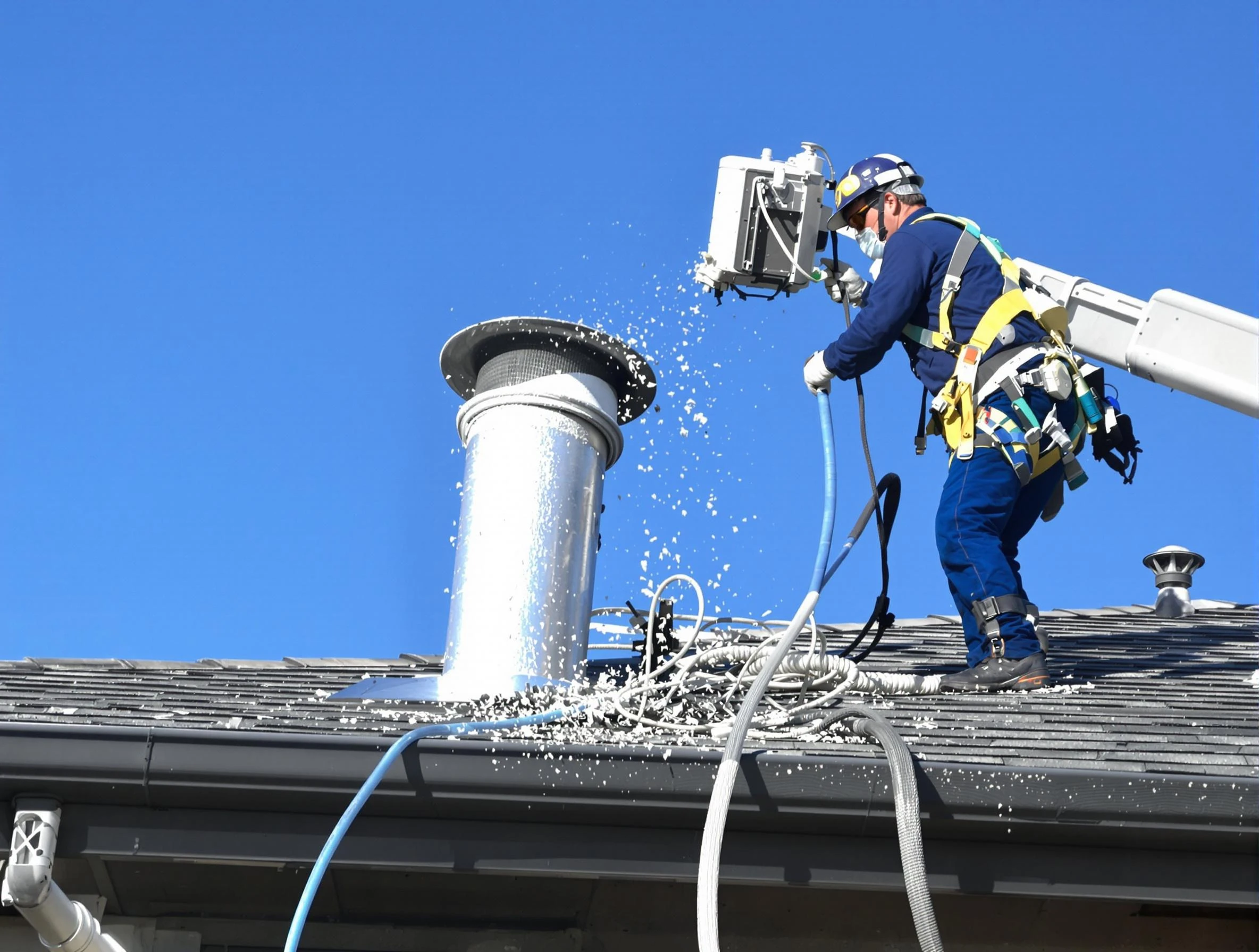 Sun City West Dryer Vent Cleaning certified technician safely cleaning a roof-mounted dryer vent in Sun City West