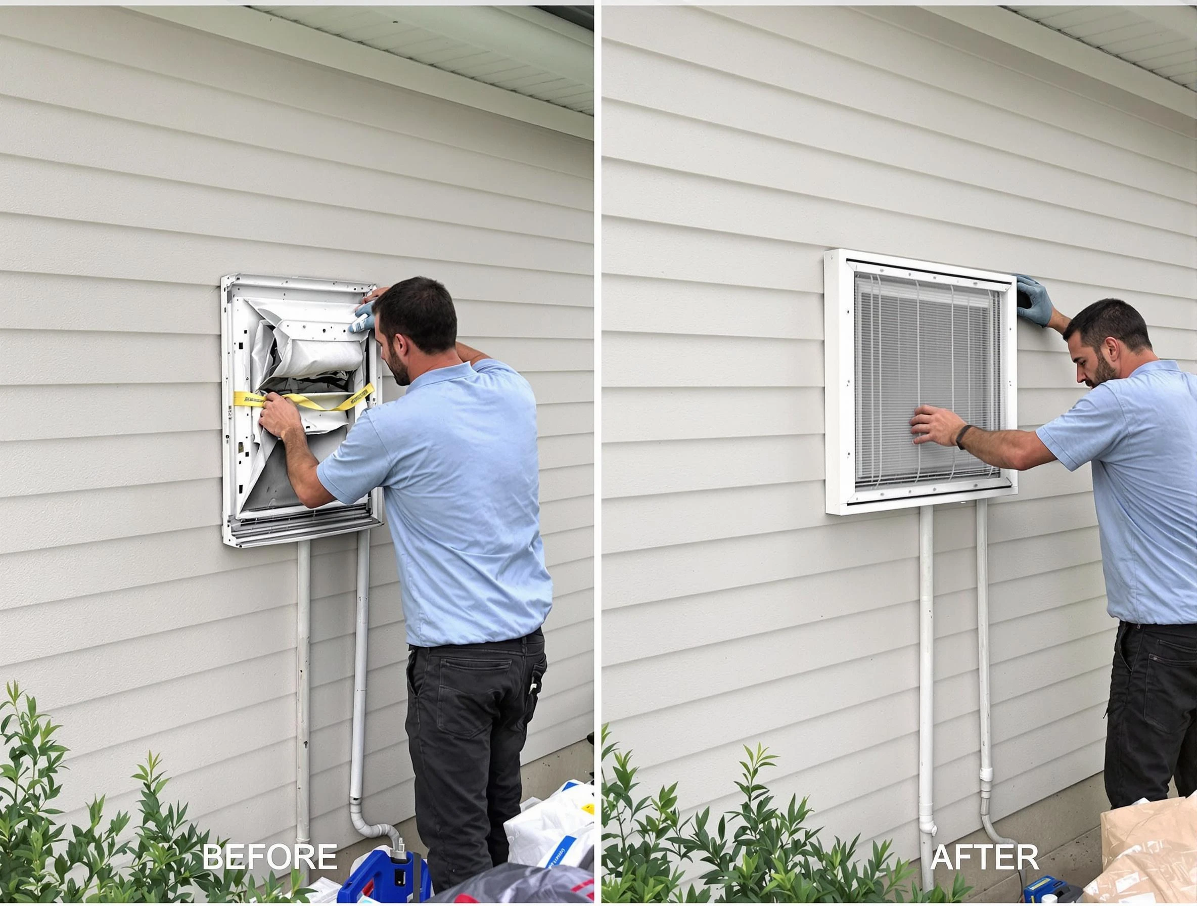 Sun City West Dryer Vent Cleaning technician installing high-quality dryer vent cover at a residential property in Sun City West